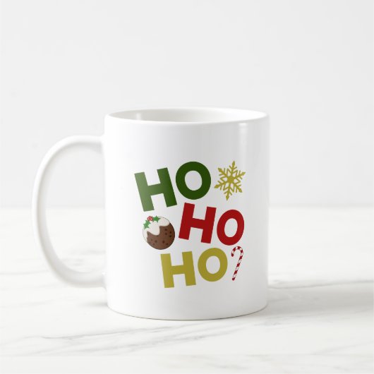 HO HO+Christmas Pudding, Candy, Snowflake Kaffeetasse (Links)
