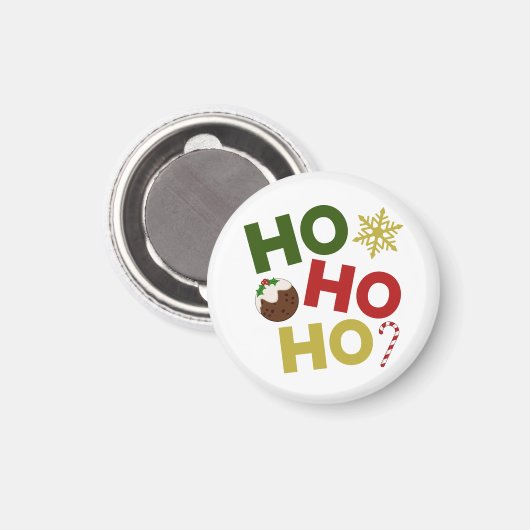 HO HO+Christmas Pudding, Candy, Snowflake Magnet (Vorderseite/Rückseite)