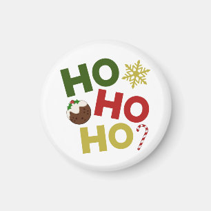 HO HO+Christmas Pudding, Candy, Snowflake Magnet