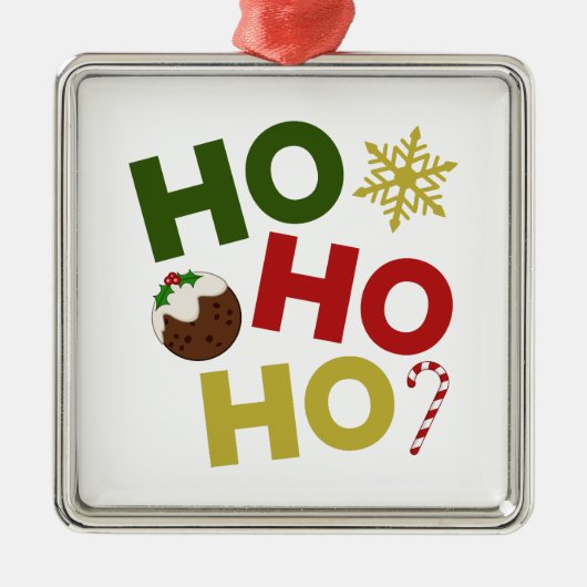 HO HO+Christmas Pudding, Candy, Snowflake Ornament Aus Metall (Vorne)