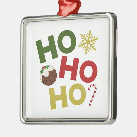 HO HO+Christmas Pudding, Candy, Snowflake Ornament Aus Metall (Links)