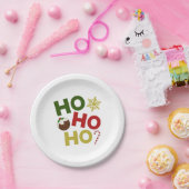 HO HO+Christmas Pudding, Candy, Snowflake Pappteller (Party)