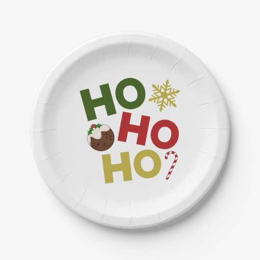 HO HO+Christmas Pudding, Candy, Snowflake Pappteller (Vorderseite)