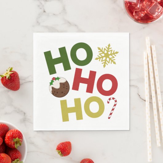 HO HO+Christmas Pudding, Candy, Snowflake Serviette (Beispiel)