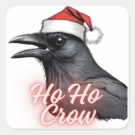 Ho Ho Crow Weihnachtskleber Quadratischer Aufkleber