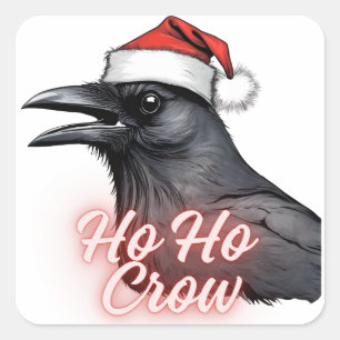 Ho Ho Crow Weihnachtskleber Quadratischer Aufkleber