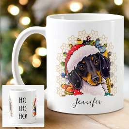 Ho ho! Dackel Santa Dog Individuelle Name Kaffeetasse