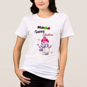 Ho Ho Frohe Weihnachten" Snowman T - Shirt