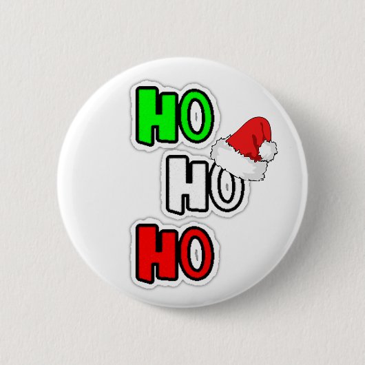 HO HO Frohe Weihnachts-Weihnachtsmannmütze Button (Vorderseite)