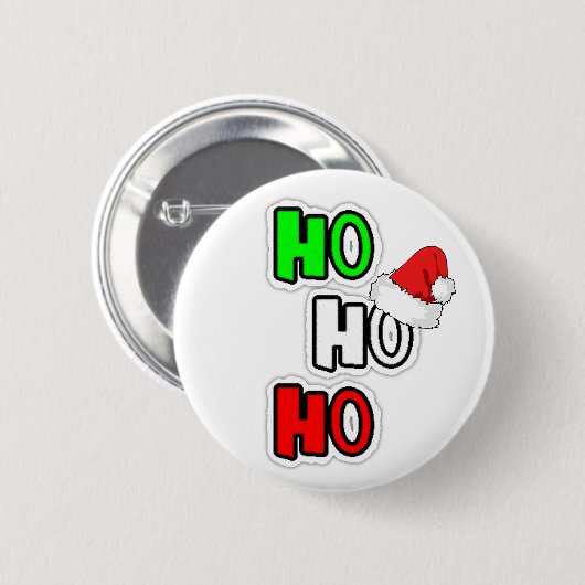 HO HO Frohe Weihnachts-Weihnachtsmannmütze Button (Vorne & Hinten)