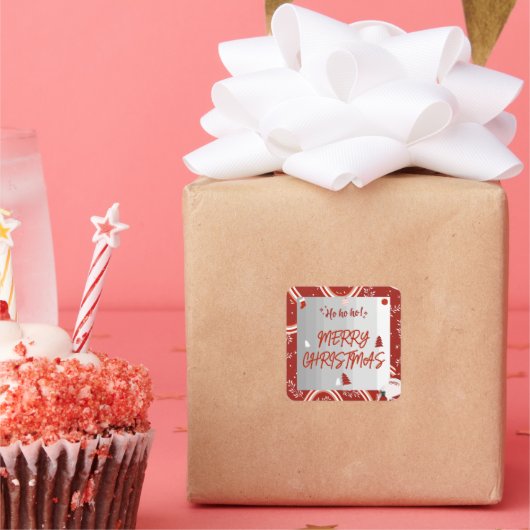 Ho Ho!! Frohe Weihnachtsklammer Quadratischer Aufkleber (Party)