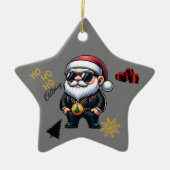 Ho Ho Frory Christmas Gangster auf Grau | Keramik Ornament (Vorne)