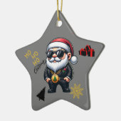 Ho Ho Frory Christmas Gangster auf Grau | Keramik Ornament (Links)