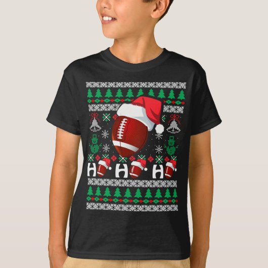 HO HO Fußball Ugly Christmas Sweater Weihnachtsman T-Shirt (Vorderseite)