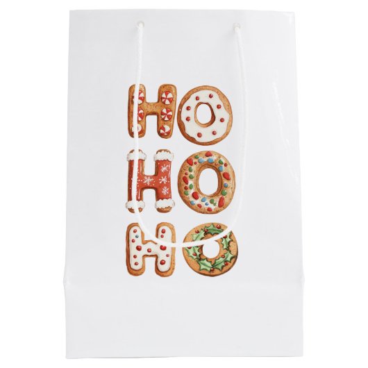 Ho Ho Gingerbread Cookie Weihnachten Mittlere Geschenktüte (Rückseite)