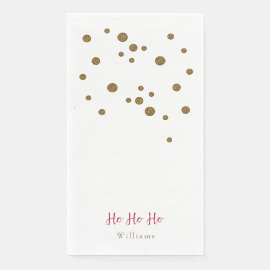 Ho Ho Gold White & Red Custom Holiday Serviette (Vorderseite)