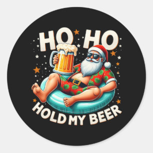 Ho Ho Halt Mein Bier Sommer Santa Sungles Weihnach Runder Aufkleber