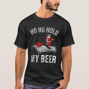 Ho Ho Halt meine Bier Skateboard Roof Santa Funny T-Shirt