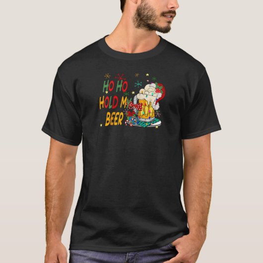 Ho Ho Halt meine Biere Weihnachtsmann Frohe Weihna T-Shirt (Vorderseite)
