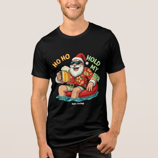 Ho Ho halten meine Biere lustig trinken Weihnachte Tri-Blend Shirt (Vorderseite)