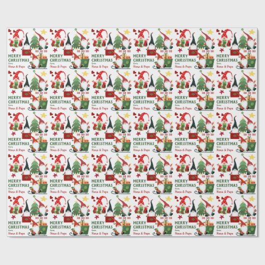 Ho Ho Happy Santa Gnomes Weihnachten Geschenkpapier (Flach)