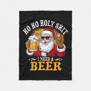 Ho Ho Heiliger Ich Brauche Ein Bier Lustiger Weihn Fleecedecke