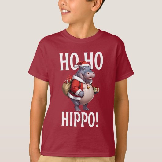 Ho Ho Hippo Christmas Humor Design T-Shirt (Vorderseite)
