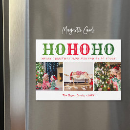 Ho Ho Ho | 3 FotoCollage Magnetic Holiday Card Magnetkarte
