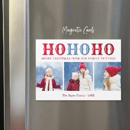 Ho Ho Ho | 3 FotoCollage Magnetic Holiday Card Magnetkarte