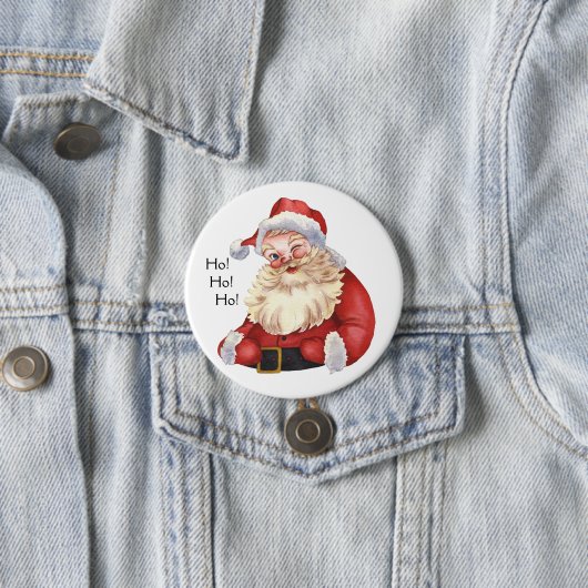 Ho! Ho! Ho! Altmodischer Weihnachtsmann Button (Beispiel)
