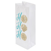 Ho Ho Ho Beach Weihnachtssand Dollar und Muschel Geschenktüte Für Weinflaschen (Rückseite Schrägansicht)