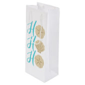 Ho Ho Ho Beach Weihnachtssand Dollar und Muschel Geschenktüte Für Weinflaschen (Vorderseite Schrägansicht)