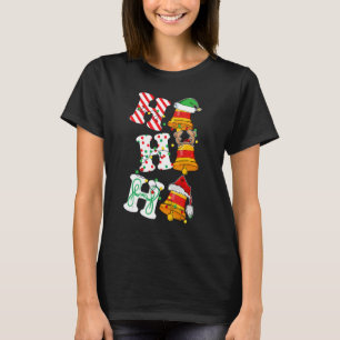 Ho Ho Ho Bell Lights Weihnachtsmannmütze Rentier E T-Shirt