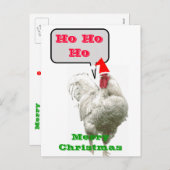 Ho Ho Ho Big Frohe Weihnachts-Rooster Postkarte (Vorne/Hinten)