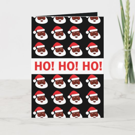 Ho Ho Ho Black Santa Greeting Card Dankeskarte (Vorderseite)