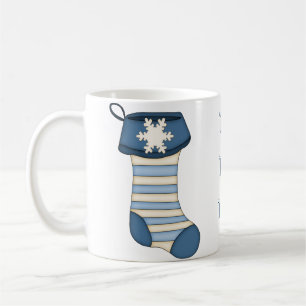 HO HO HO! Blauer Weihnachtsweih-Strumpf mit Snowfl Kaffeetasse