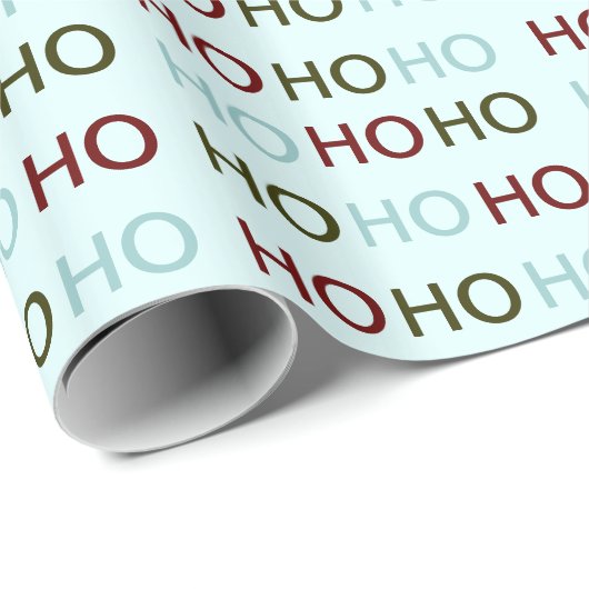 HO HO HO Blue Geschenkpapier (Rolleneckpunkt)