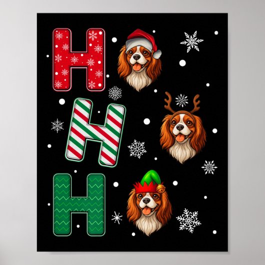 Ho Ho Ho Cavalier King Charles Spaniel Dog Santa E Poster (Vorne)