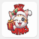 Ho Ho Ho Characters Festive Lettering Quadratischer Aufkleber (Vorderseite)