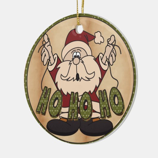 Ho Ho Ho Chirstmas Sankt Keramikornament (Links)