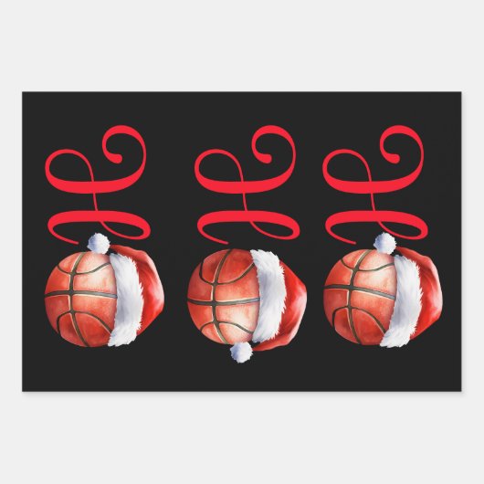 Ho Ho Ho Christmas Basketball Geschenkpapier Set (Vorderseite 3)