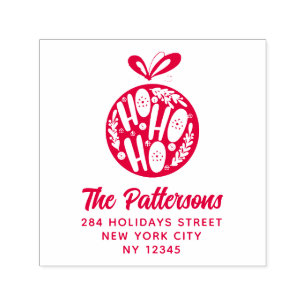 Ho Ho Ho Christmas Bauble Name Rücksendeadresse Permastempel