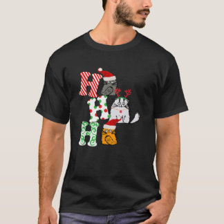 Ho Ho Ho Christmas Cat Lover Santa Claus Hat Xmas T-Shirt