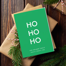 Ho Ho Ho | Christmas Cheer Bright Green Simple Feiertagskarte