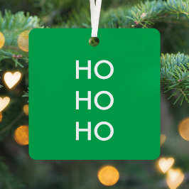 Ho Ho Ho | Christmas Cheer Bright Green Simple Ornament Aus Metall