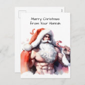 HO HO HO Christmas Feiertagspostkarte (Vorne/Hinten)