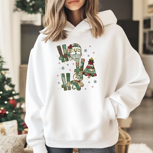 Ho Ho Ho Christmas Festive Patchwork Hoodie