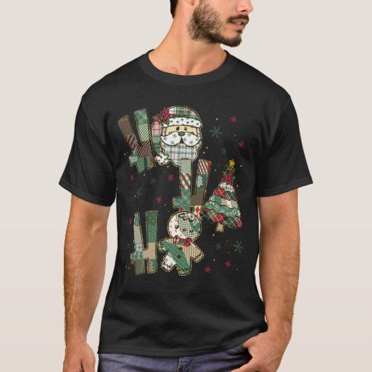 Ho Ho Ho Christmas Festive Patchwork T-Shirt (Vorderseite)