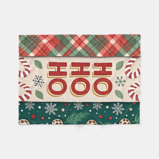 Ho Ho Ho Christmas Fleecedecke (Vorderseite (Horizontal))