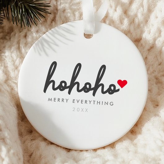 Ho Ho Ho | Christmas Heart Modern Minimalist Keramik Ornament